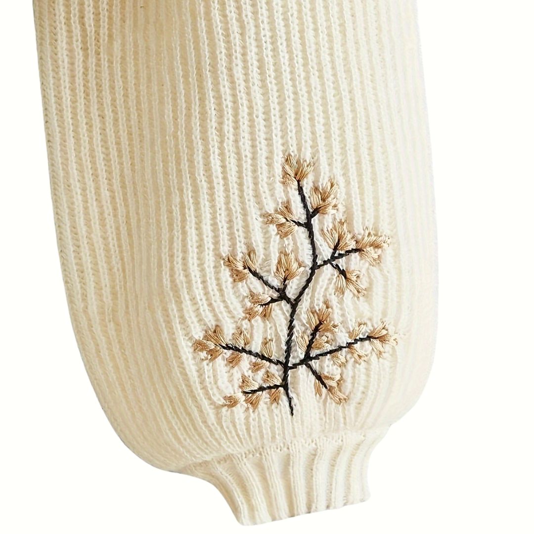 Animal Embroidered Turtle Neck Sweater
